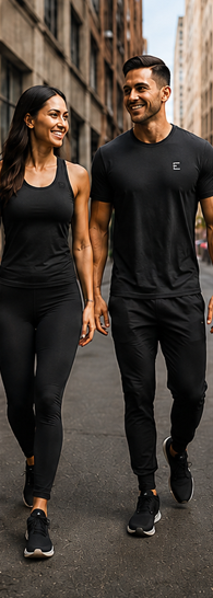 Couple walking in ENFORCE athletic apparel