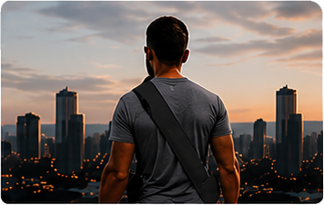 Man overlooking city skyline