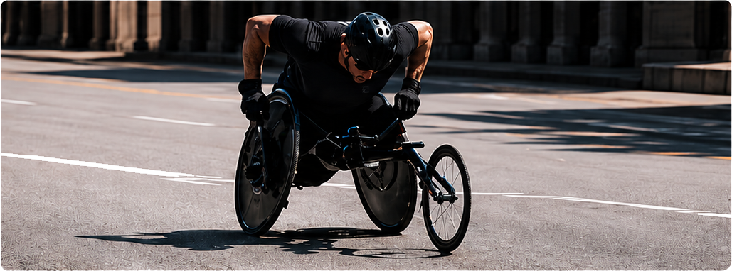 Athlete in racing wheelchair