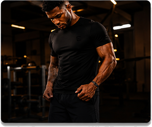 Man wearing ENFORCE bamboo performance tee
