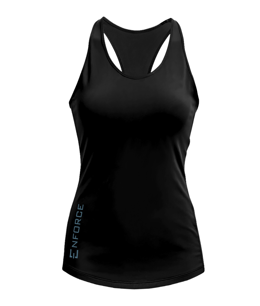 Womens Vertical Tank Black SeaBlue