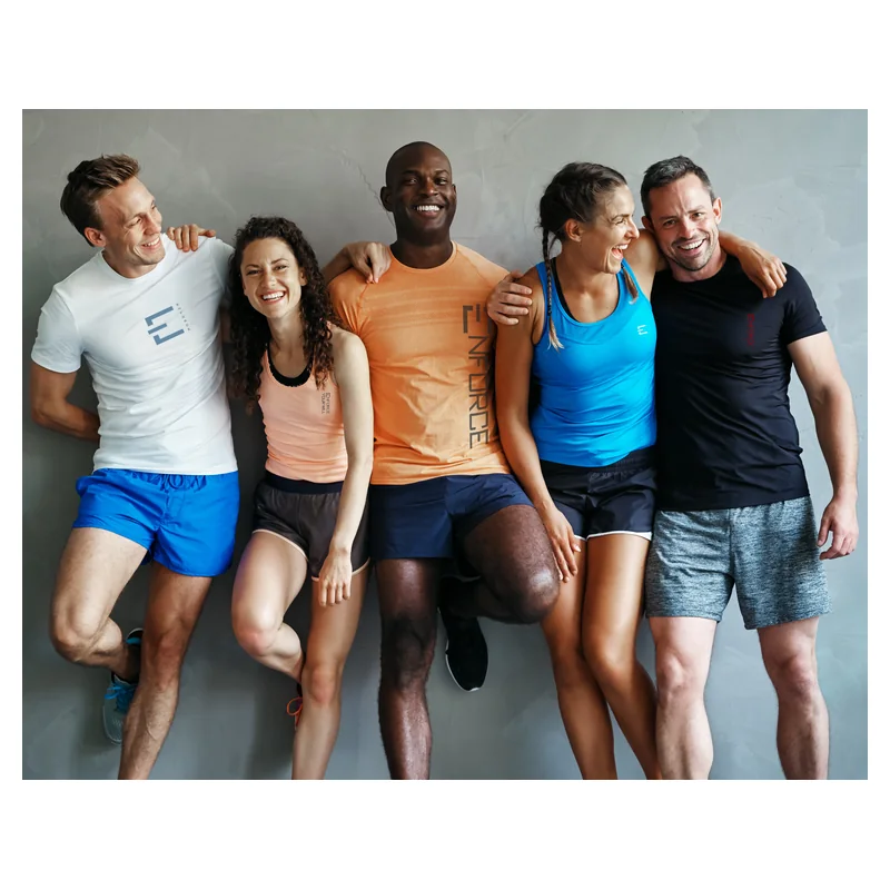 group of ENFORCE bamboo workout shirts for sustainable activewear